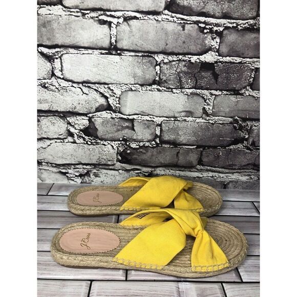 J. Crew Yellow Twisted Canvas Fabric Slide Espadrilles Sandals Women 9M US/40EU - Picture 5 of 16
